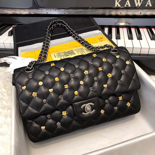 Chanel女包 cf 1112釘珠羊皮古銀扣 香奈兒鏈條女包 香奈爾單肩斜挎包  djc2605