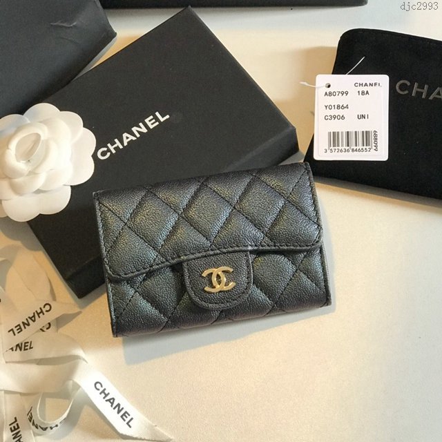 Chanel女包 80799 19早春系列新款cf卡包 香奈兒翻蓋三折錢包 Chanel短錢夾  djc2993