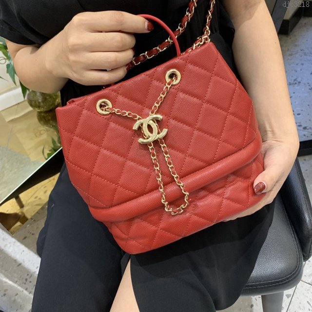 Chanel女包 AS0894 2019秋冬菱格抽繩桶包系列 小牛皮壓魚子醬 香奈兒手提桶包 Chanel肩背包  djc3218