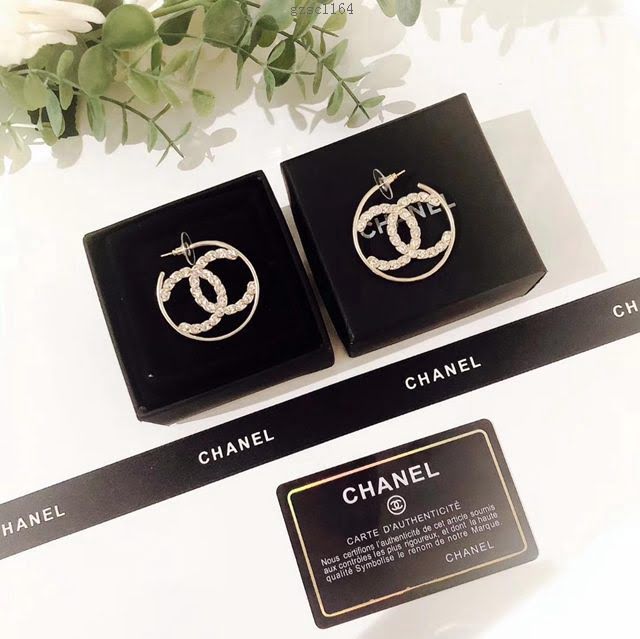 chanel耳環 小香圓圈耳環 經典雙C純銀針耳環 百搭時尚單品  gzsc1164