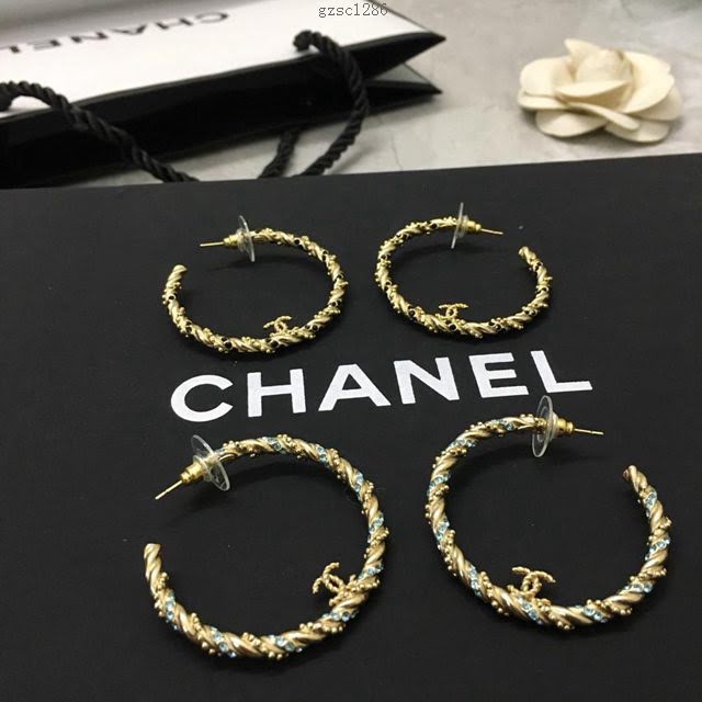 chanel耳環 專櫃最新款 爆款香奈兒耳環 黑藍兩色  gzsc1286