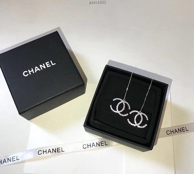 chanel耳環 香奈兒Chanel經典滿鑽 純銀系列 流蘇經典logo耳線 925純銀耳環  gzsc1432