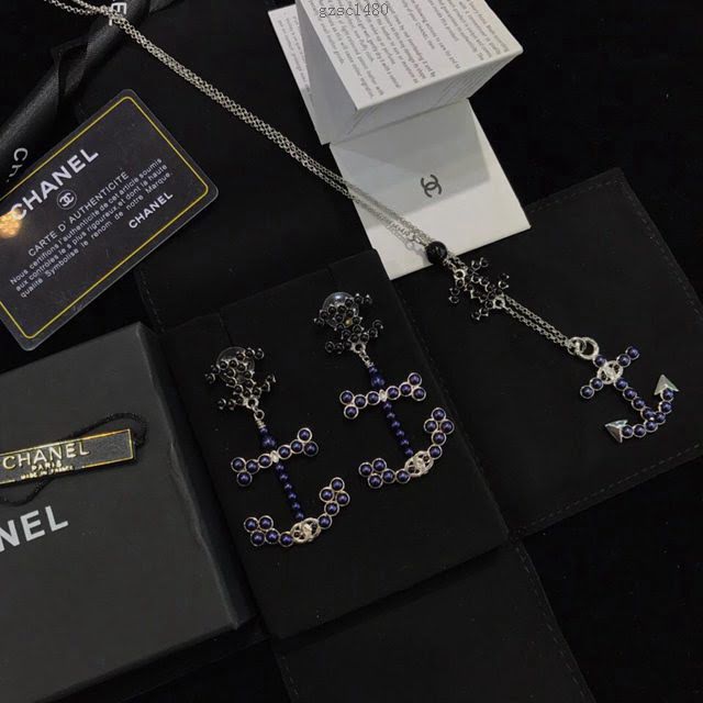 chanel耳環 潮海軍風 船錨耳釘 原單品質 S925銀針 耳環  gzsc1480
