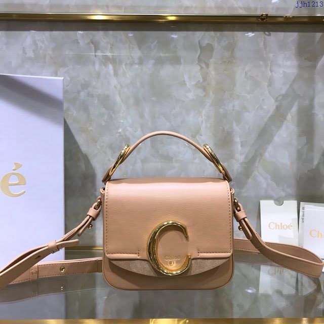 Chloe女包 克洛伊經典C bag小牛皮拼接麂皮包包 Chole手提肩背斜挎包  jjh1213