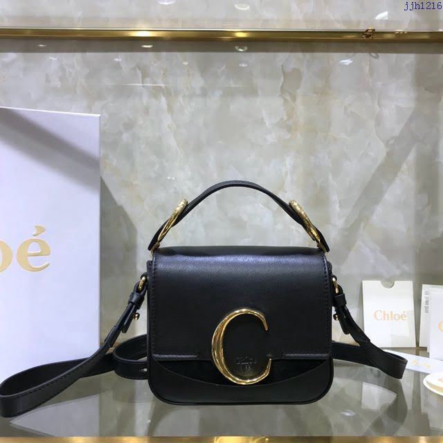 Chloe女包 克洛伊經典C bag小牛皮拼接麂皮包包 Chole手提肩背斜挎包  jjh1216