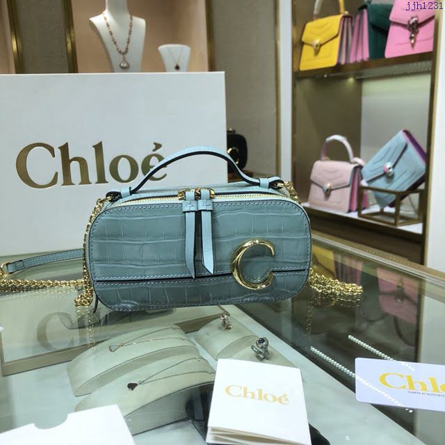 Chloe女包 克洛伊經典C Bag鱷魚壓紋鏈條相機包 Chole手提肩背斜挎包  jjh1231