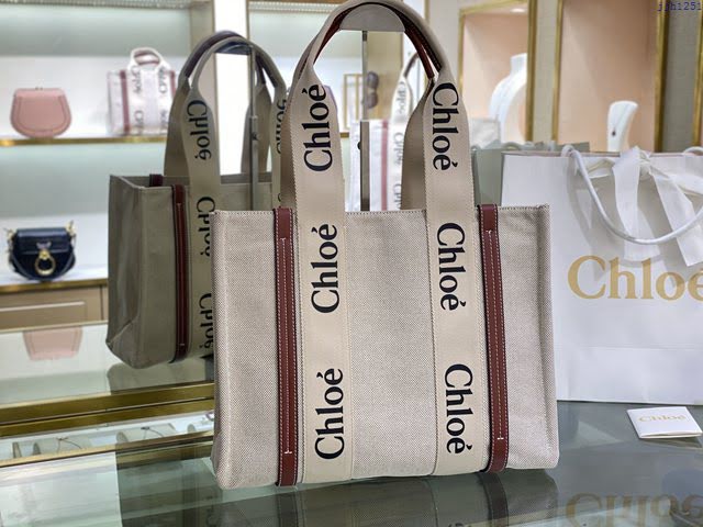 Chloe女包 克洛伊經典Woody Tote中號手袋 Chloe帆布托特包購物袋  jjh1251