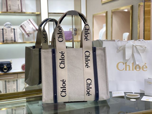 Chloe女包 克洛伊經典Woody Tote中號手袋 Chloe帆布托特包購物袋  jjh1252