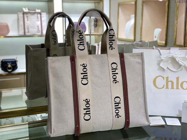 Chloe女包 克洛伊經典Woody Tote大號手袋 Chloe帆布托特包購物袋  jjh1253