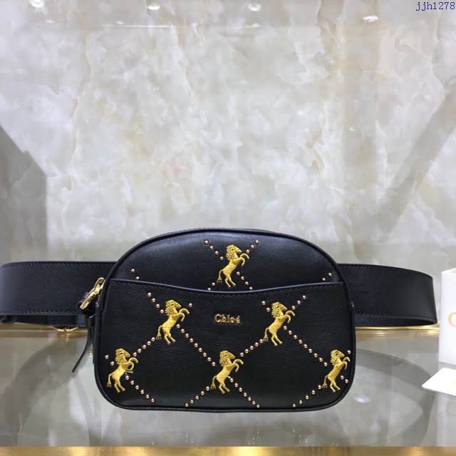 Chloe女包 克洛伊經典Signature駿馬刺繡鉚釘腰包胸包 Chloe拉鏈款斜挎包  jjh1278