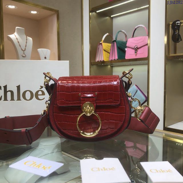 Chloe女包 克洛伊經典Tess鱷魚紋圓環小號馬術風格手袋 Chole肩背斜挎包  jjh1282