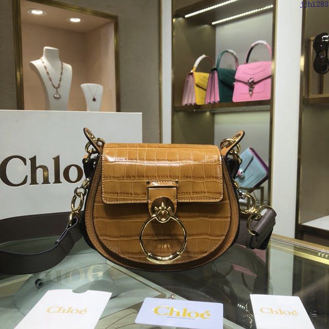 Chloe女包 克洛伊經典Tess鱷魚紋圓環小號馬術風格手袋 Chole肩背斜挎包  jjh1283
