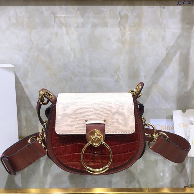Chloe女包 克洛伊經典Tess鱷魚紋蜥蜴紋圓環小號手袋 Chole肩背斜挎包  jjh1291