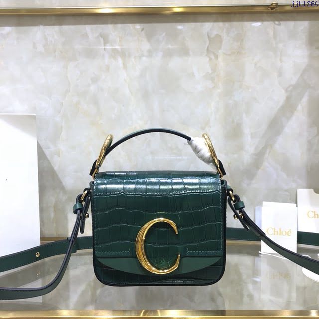 Chloe女包 克洛伊經典C Bag鱷魚壓紋手袋 Chole手提肩背斜挎包  jjh1360