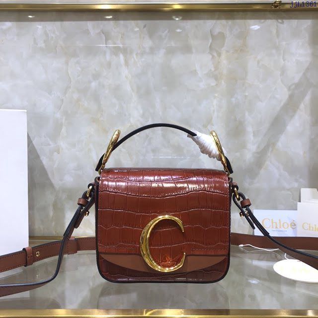 Chloe女包 克洛伊經典C Bag鱷魚壓紋手袋 Chole手提肩背斜挎包  jjh1361