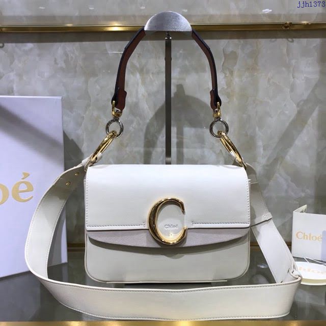 Chloe女包 克洛伊經典C形飾扣寬肩帶包包 Chole手提肩背斜挎包  jjh1373