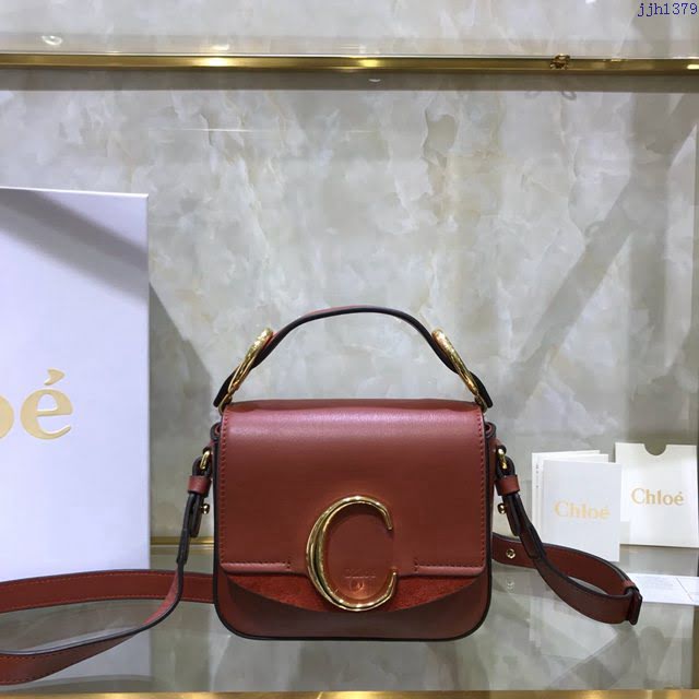 Chloe女包 克洛伊經典C bag小牛皮拼接麂皮包包 Chole手提肩背斜挎包  jjh1379
