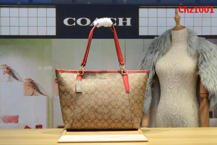 COACH蔻馳 原單 頭層牛皮 經典C紋 時尚大容量購物袋托特包 非常百搭 55064  Chz1001