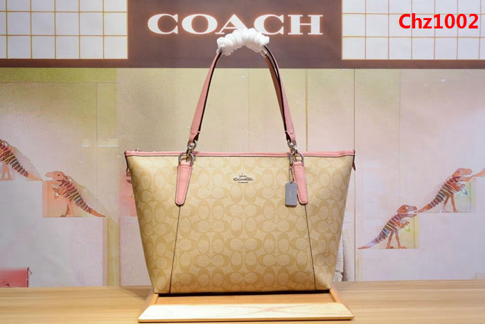 COACH蔻馳 原單 頭層牛皮 經典C紋 時尚大容量購物袋托特包 非常百搭 55064  Chz1002