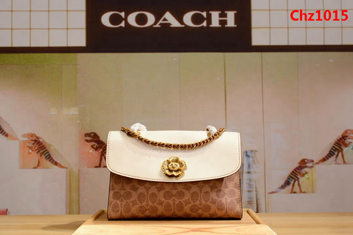 COACH蔻馳 爆款 C家30585 復古拼色蛇紋配皮翻蓋挎包 反毛皮內裏 鏈條肩帶 可單肩斜挎  Chz1015