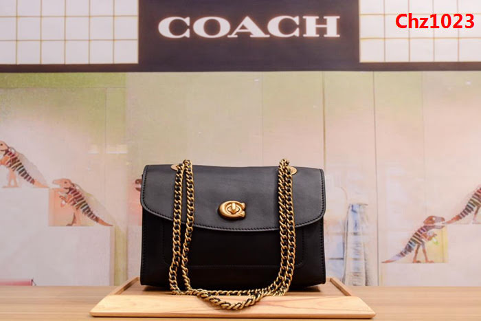 COACH蔻馳 26851 新款拼色 鏈條單肩斜挎女包 光面羊皮 內裏全反毛皮  Chz1023