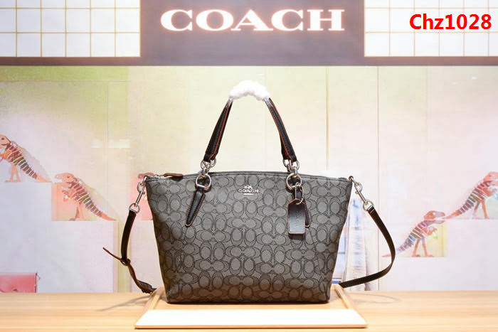 COACH蔻馳 36625 小號 經典款 帆布拼皮餃子包 真皮提手 可手提斜背  Chz1028