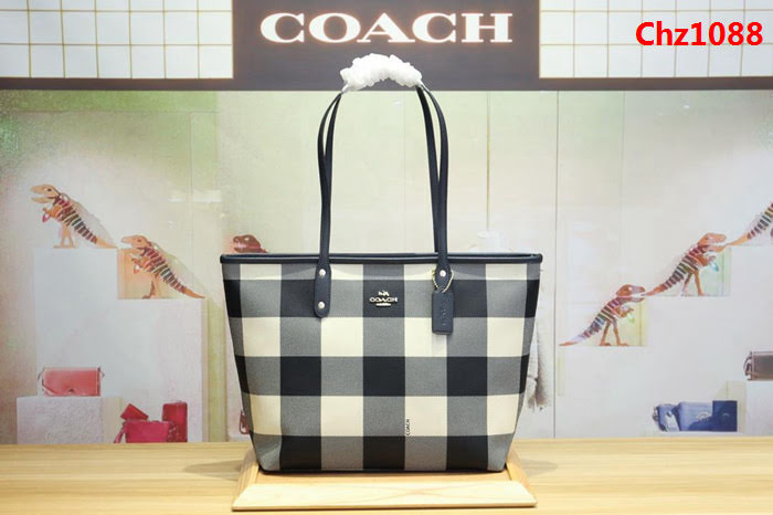 COACH蔻馳 新款 C家26147 格子購物袋  Chz1088