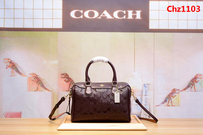 COACH蔻馳 C家新款 11920 漆皮壓花枕頭包 容量大 可單肩斜挎  Chz1103