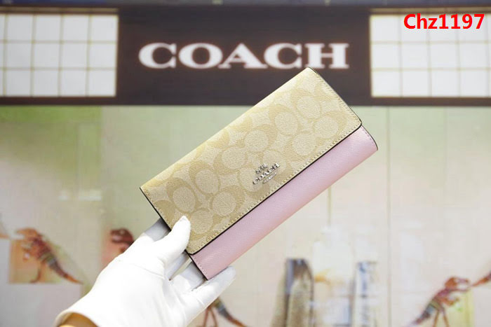 COACH蔻馳 原單 Coach53763 女士三折大手包 專櫃用料PVC拼頭層牛皮 專櫃爆款  Chz1197