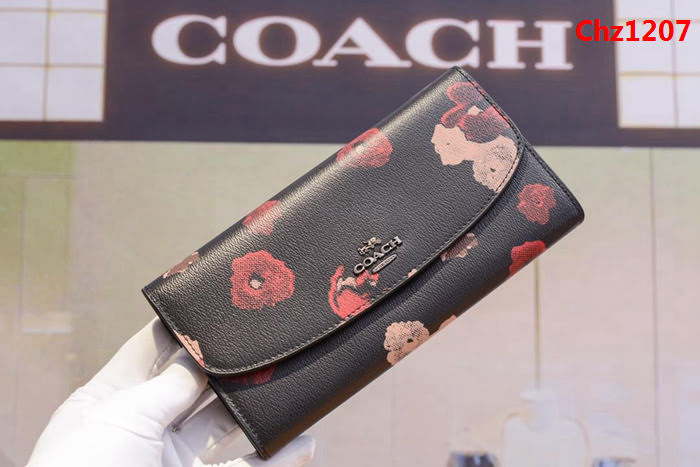COACH蔻馳 專櫃代購 復古山茶花 長款信封翻蓋錢包 55675  Chz1207
