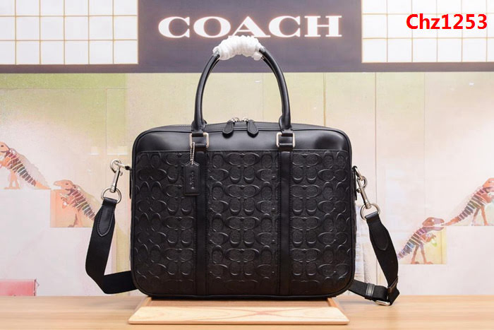COACH蔻馳 男士手提單肩商務公事包 電腦包 72230 全牛皮浮雕壓花 可單肩斜跨手提  Chz1253