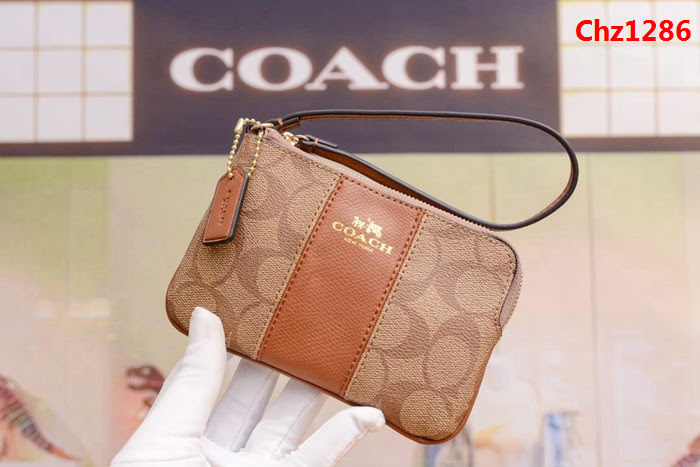 COACH蔻馳 原單級別 COACH 短款零錢包 拉鏈手包 簡單時尚 頭層牛皮 64233  Chz1286