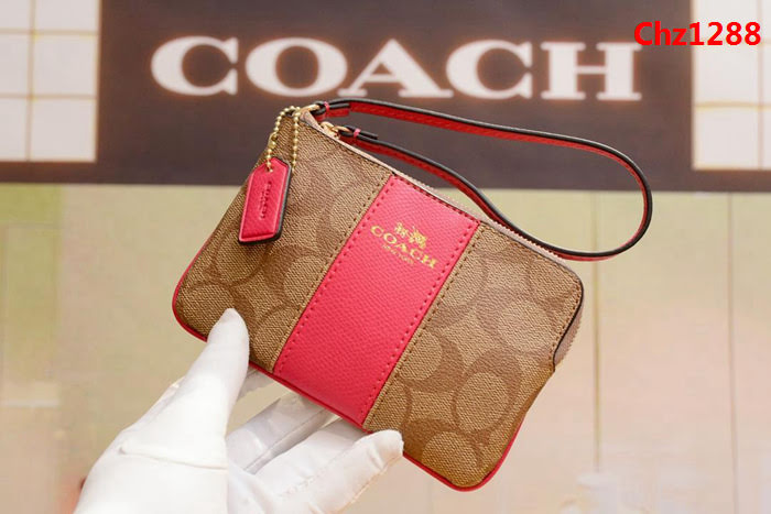 COACH蔻馳 原單級別 COACH 短款零錢包 拉鏈手包 簡單時尚 頭層牛皮 64233  Chz1288