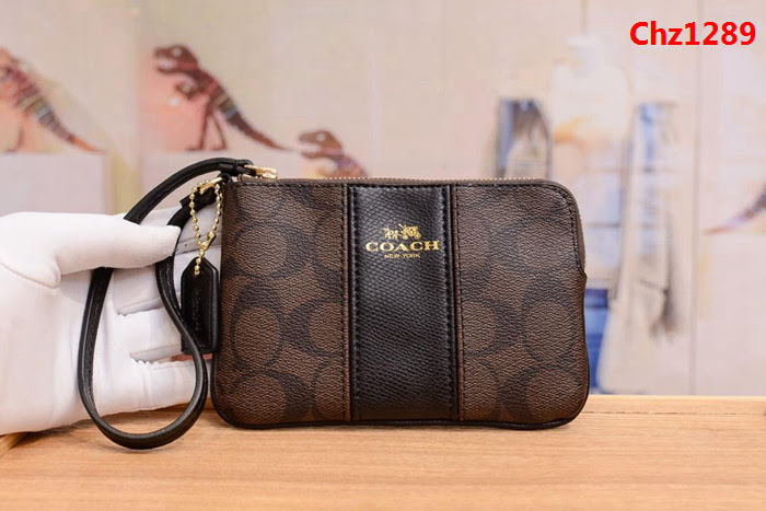 COACH蔻馳 原單級別 COACH 短款零錢包 拉鏈手包 簡單時尚 頭層牛皮 64233  Chz1289