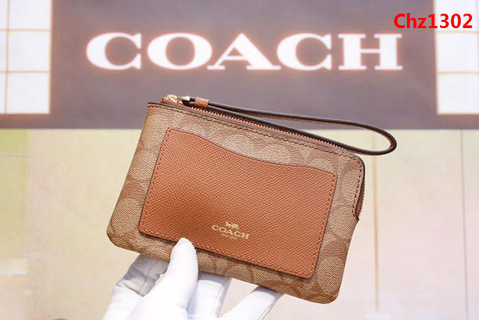 COACH蔻馳 原單級別 COACH 短款零錢包 拉鏈手包 頭層牛皮 64233  Chz1302