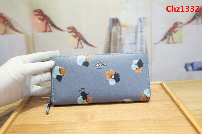 COACH蔻馳 55950牛皮錢包 花卉印花塗層 女拉鏈錢包  Chz1332
