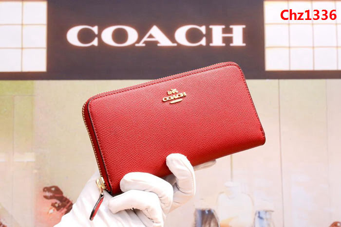 COACH蔻馳 F52859 pvc配皮 經典logo專櫃新款 馬車標拼色 長款拉鏈錢包 outlets款  Chz1336