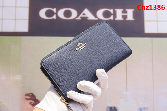 COACH蔻馳 原單 2017新款 57713 最新皮紋顆粒紋牛皮女士拉鏈錢包  Chz1386