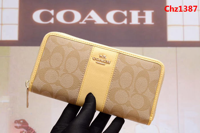 COACH蔻馳 原單 Fa52859 pvc配皮 經典logo 專櫃新款 馬車標拼色 長款拉鏈錢包 outlets款  Chz1387