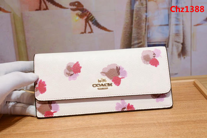COACH蔻馳 53747# 女士信封錢包 簡單優雅 卡位/零錢位齊全 時尚按扣  Chz1388
