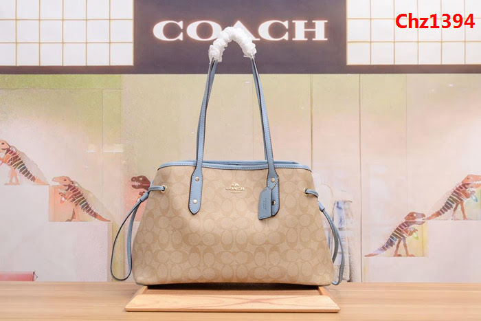 COACH蔻馳 原單 57842 PVC配頭層牛皮 經典百搭款 抽繩款戴妃包 手提斜挎包  Chz1394