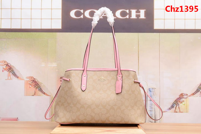 COACH蔻馳 原單 57842 PVC配頭層牛皮 經典百搭款 抽繩款戴妃包 手提斜挎包  Chz1395