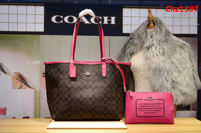 COACH蔻馳 海外代購子母包 一包兩用 新款PVC配頭層牛皮 雙面托特tote女包 子母包 36658  Chz1397
