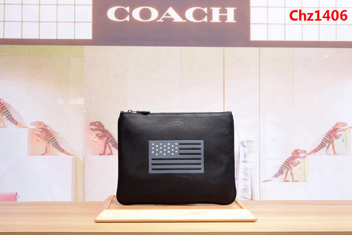 COACH蔻馳 新款原單 Coach29290 國旗荔枝紋頭層牛皮手包 男女通用  Chz1406