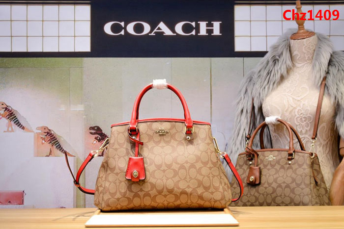 COACH蔻馳 原單經典款 戴妃包 pvb配頭層牛皮 實用大氣款 34608 手提斜挎包  Chz1409