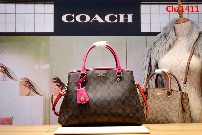 COACH蔻馳 原單經典款 戴妃包 pvb配頭層牛皮 實用大氣款 34608 手提斜挎包  Chz1411