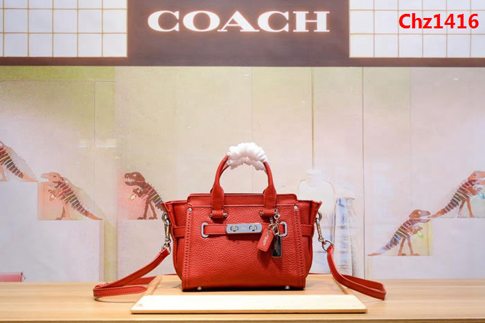 COACH蔻馳 代購正品全頭層牛皮 swagger小號 35990 可肩背或斜挎  Chz1416
