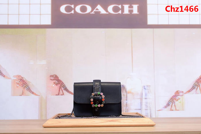 COACH蔻馳 最新款 F37798 單肩斜挎女包 鑲鑽鏈條小方包  Chz1466