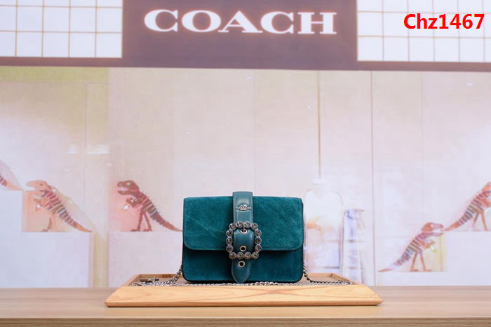 COACH蔻馳 最新款 F37798 單肩斜挎女包 鑲鑽鏈條小方包  Chz1467