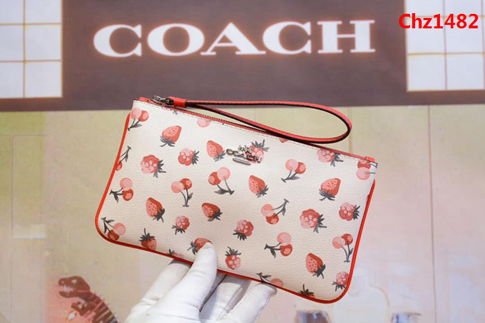 COACH蔻馳 馳原單 專櫃新款 28384 手挽包 白色櫻桃零錢包  Chz1482
